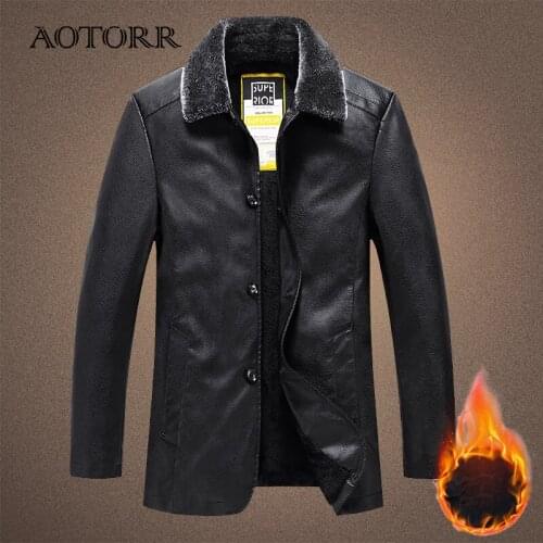Thick Leather Jacket Men Soft Mens PU Jackets Fur Collor Casual Coats Man Solid Windbreaker Waterproof Businessman Wear 4XL