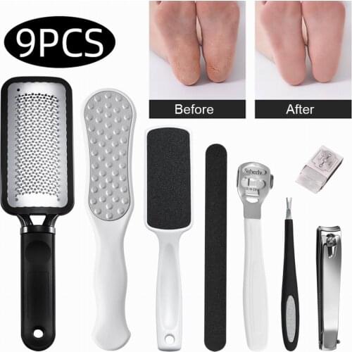 7pcs Professional Pedicure Kit Callus Cuticle Dead Skin Remover Nail Polish File Nail Care Set with 10 Replacement Blades