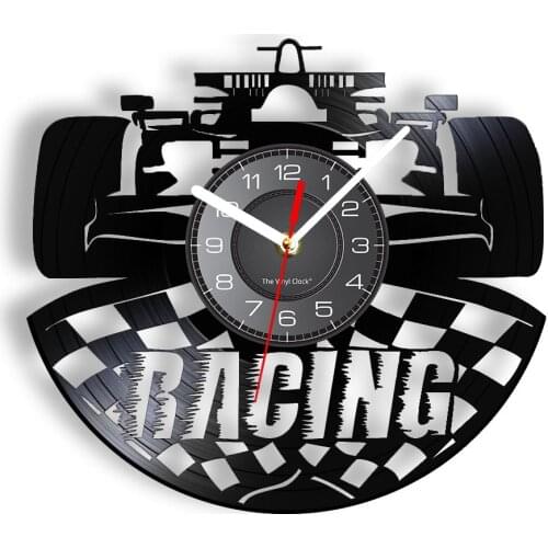 Racing Car Vinyl Record Wall Clock Car For Boys Room Race Competition Artwork Silent Clock Supercar Sports Car Lovers Home Decor