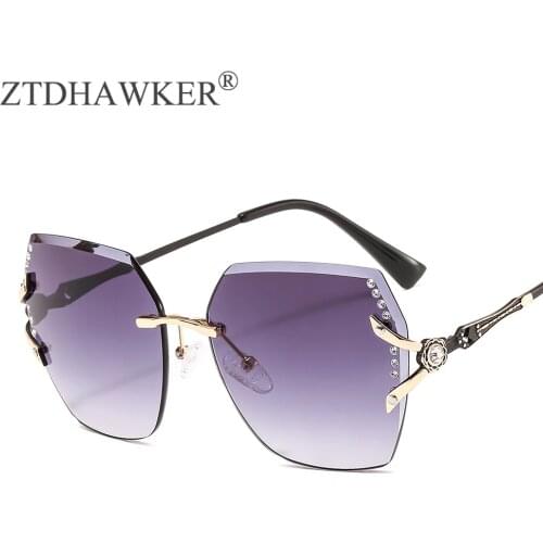 The New Frameless Irregular-cut Ladies Sunglasses with Diamond Personalized Fashion Designer Sunglasses Women Glasses