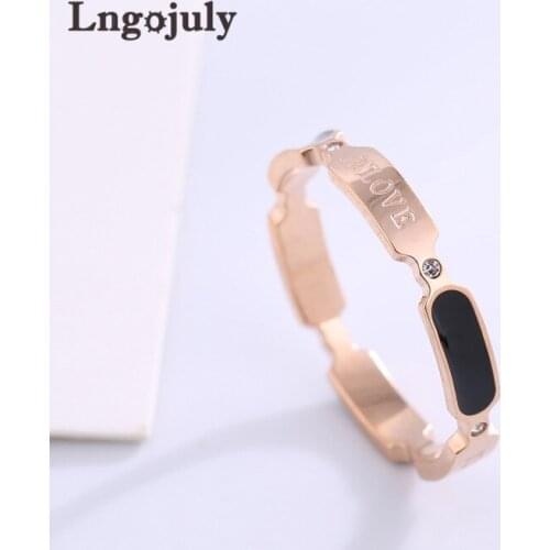 New Women Titanium Steel Rings Jewelry RoseGold Titanium Rings For Women Girlfriend Anniversary Wedding Party Jewelry Gifts