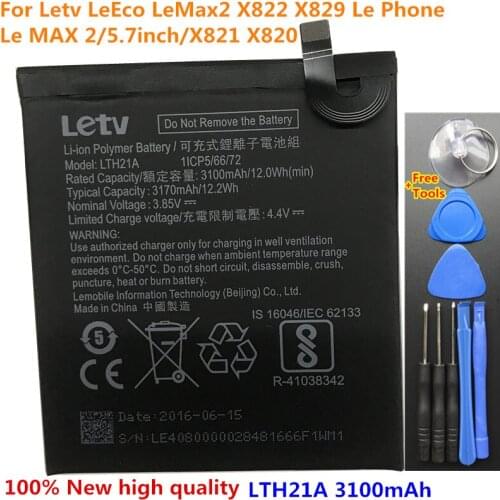 Original LTH21A 3100mAh For Letv LeEco LeMax2 X822 X829 Le Phone Le MAX 2/5.7inch/X821 X820 Mobile Phone Replacement Battery