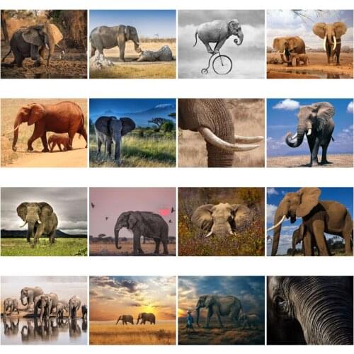 Grassland Scenery African Elephant 5D Diy Diamond Painting Cross Stitch Kits Diamond Mosaic Embroidery Animals Painting Gift
