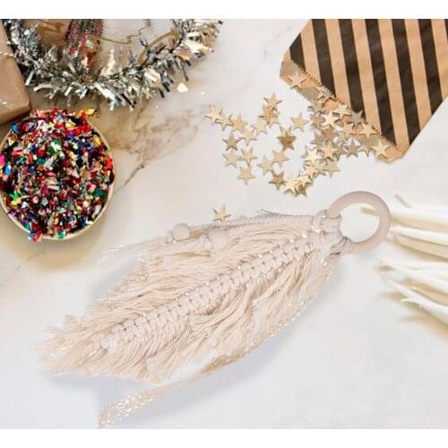 Nordic Style Hand-woven Leaves Shape Macrame Tapestry Art Woven Cotton Rope Bohemian Leaf Wall Hanging Living Room Decoration