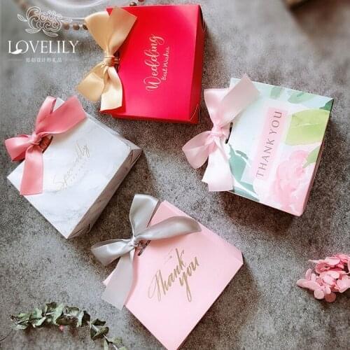 10pcs Grey Marble Lines Candy Bag Box for Party Table Decoration Thank you Candy Gift Boxes Wedding Favours Gift Boxes