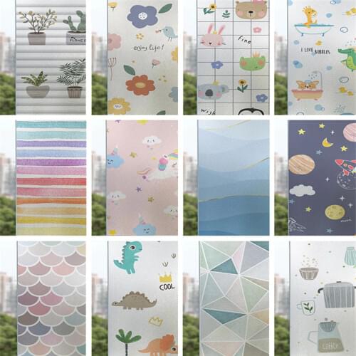 Custom Size Cartoon Variety Of Electrostatic Window Film Sticker Frosted Glass Film Toilet Opaque Privacy Bathroom kids room