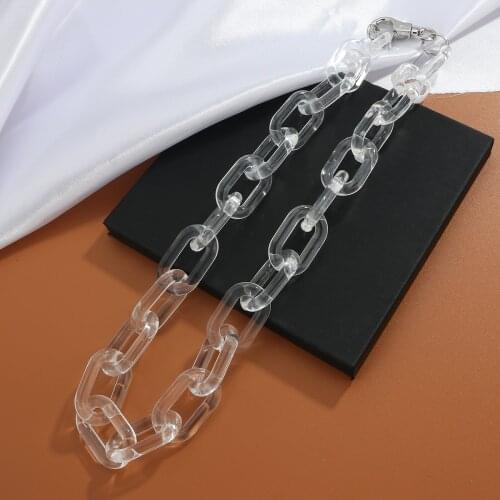 Lifefontier Punk Transparent Acrylic Chain Choker Necklace for Women Men Long Resin Chain Necklace Party Jewelry Accessories