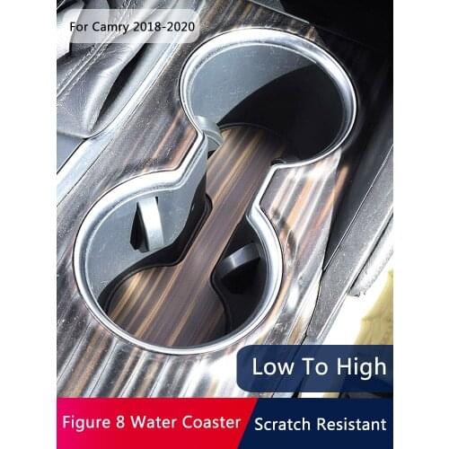 QHCP Water Cup Pad Coaster Sequins Cup Holder Pads Stickers Stainless Steel For Toyota Camry 2018 2019 2020 Interior Accessories