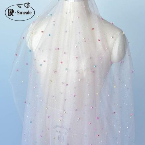 Multicolor Beaded Net Yarn Cloth Clothing Skirt Diy Wedding Veil Handmade Materials RS2885