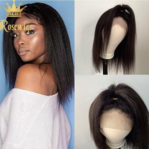 Remy Brazilian Yaki Straight 360 Lace Frontal Human Hair Wigs 13x4 Kinky Curly Short Bob for Womens