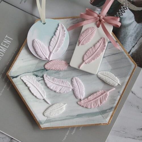 Feather Shape Cake Silicone Fondant Mold Aromatherapy Wax Plaster Molds For Car Pendant Decoration