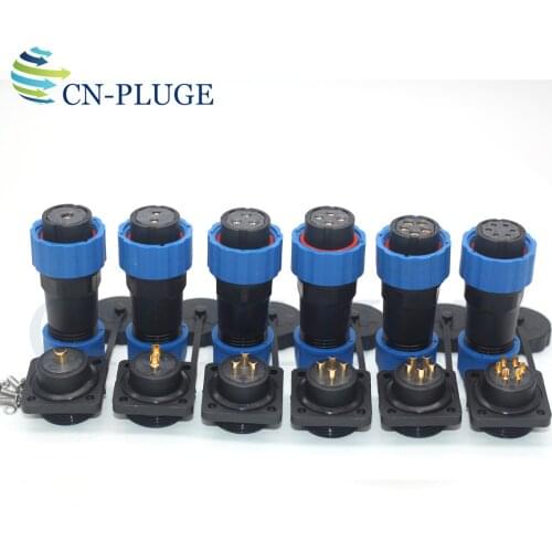 SP20 Type Waterproof Connector 1 2 3 4 5 6 7 9 10 12 14 Pin female Plug & male Socket IP68 Square panel mount connector