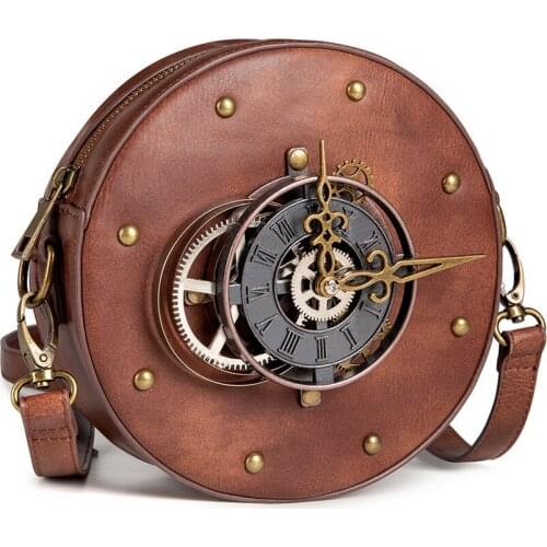 One Shoulder Messenger Bag PU Leather Vintage Round Motorcycle Crossbody Bags For Women Bolsos Para Mujer