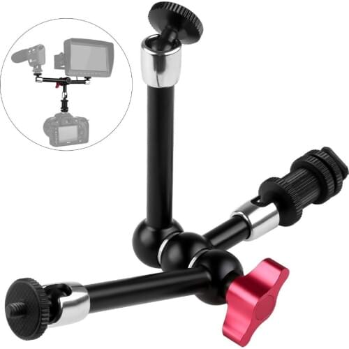Magic Three Arm, Sturdy Articulating Friction Magic Arm with Hot Shoe Mount Adapter for DSLR Camera Rig, LCD Monitor, DV Monitor