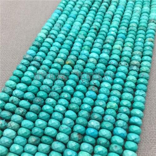 Green Turquoises Beads,Faceted Flat Rondelle Beads,Natural Stone Beads For Jewelry Making,5 Strands/lot