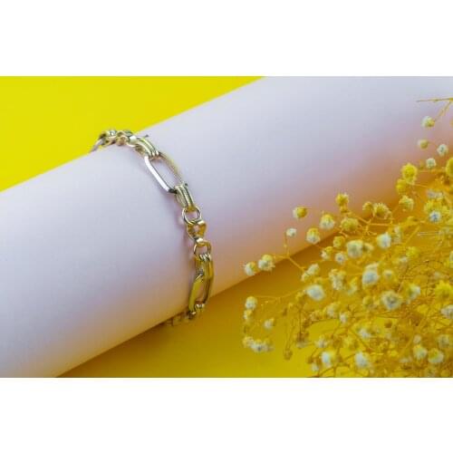 100% 925 Sterling Silver size 16/17cm Golden Plated High Quality for womens Bracelet ​Fine Jewelry Free Shopping