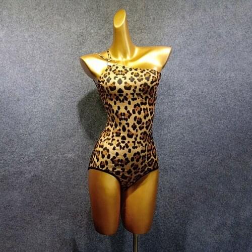 Sleeveless Leopard Bare Back Sexy Women Latin Dance Bodysuit Latin Dancing Tops Practise Tango Chacha Dancing Performamnce W334