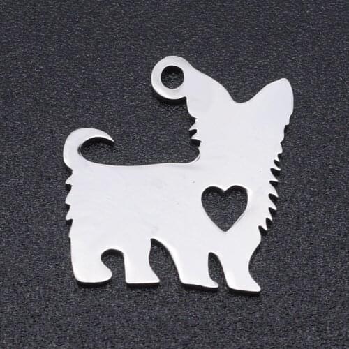 10pcs/lot 14*15mm Stainless Steel Puppy Dog Pendant Bracelet Charms DIY Jewelry Making Handicraft Accessories Wholesale