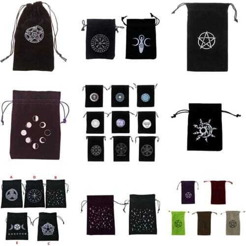 13x18 Velvet Moon Phase Goddess Tarot Storage Bag Rune Board Game Card Package Jewelry Gift Display Packing Bags