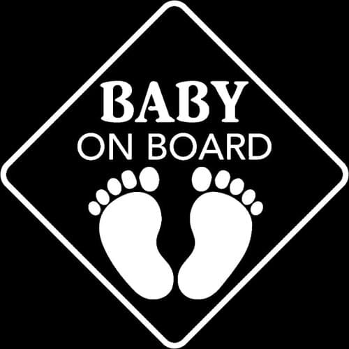 14cm*14cm BABY ON BOARD Lovable Small Foot Print Vinyl Car Sticker Decal Black/Silver C10-00070
