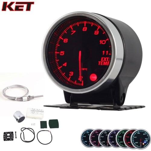2 Inch 52MM Smoke Lens 1100Celsius EXT Temp Gauge Exhaust Temperature Meter With Electronic Sensor