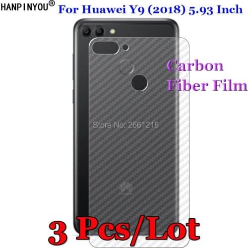 3 Pcs/Lot For Huawei Y9 (2018) 5.93" 3D Non-slip Clear Carbon Fiber Back Film Screen Protector Protective Sticker