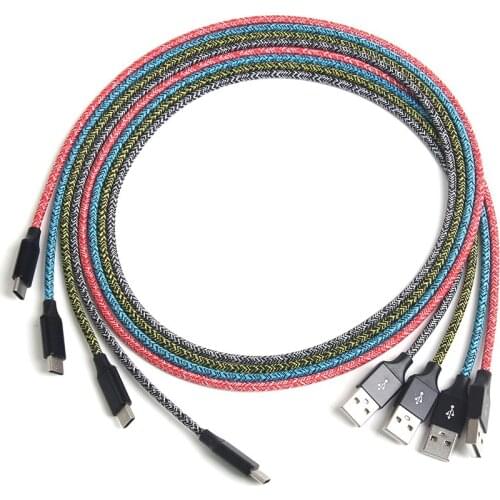 300pcs/Lot 1/2/3M Colorful Fabric Braided 8 PIN USB Cable Data Sync Charger for iPhone 5 6 6s 7 Plus 8 X SE For ipad iOS 11.x.x