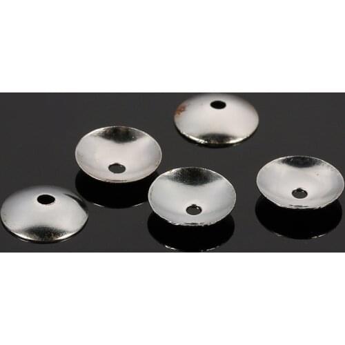 50pcs/lot Stainless Steel Silver Tone Charm Bead Caps Round 3 4 5 6 8mm Jewelry Connectors Fit DIY Tassel Bracelets Making