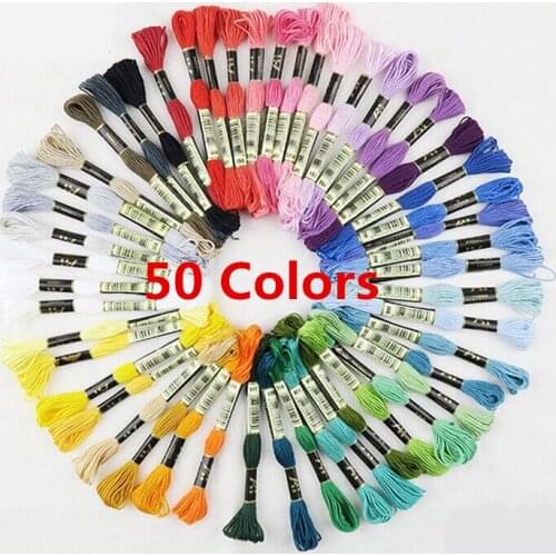 50pcs Rainbow Color Embroidery Floss DIY Cotton Line Branch Threads Similar Dmc Thread Floss Skein Cross Stitch Thread