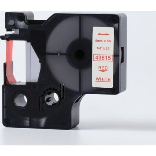 6mmX7m 6mm label Red on white tape 43615 compatible d1 label tapes with dymo d1 label printer