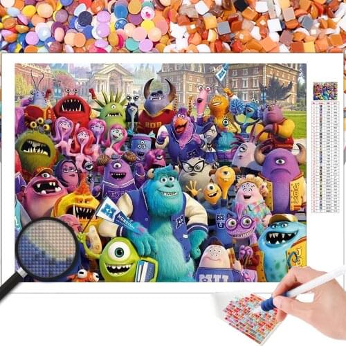 Diamond Painting Full Square Round Monster Cartoon Elf 5D DIY Children Mosaic Kit Home Decoration Rhinestone Embroidery Photo