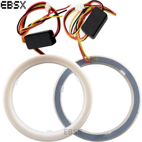 4PCS 12V Car Angel Eyes 60mm 70mm 80mm 90mm 95mm 100mm 110mm 120mm Auto Halo Rings Cotton Lights 4014 SMD White+Yellow Headlight