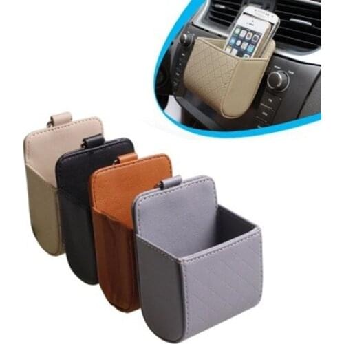 CHIZIYO PU Leather Outlet Air Vent Trash Auto Mobile Phone Holder Bag Pouch Box Tidy Storage Coin Bag Case Pocket