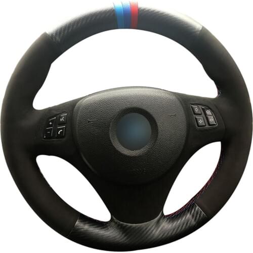 Fiber Leather Black Suede Car Steering Wheel Cover for BMW E90 320i 325i 330i 335i E87 120i 130i 120d