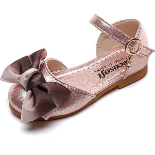 CUZULLAA Kids Gradient Color Silk Bowtie Casual Shoes For Children Girls Princess Summer Flat Shoes Size 26-36