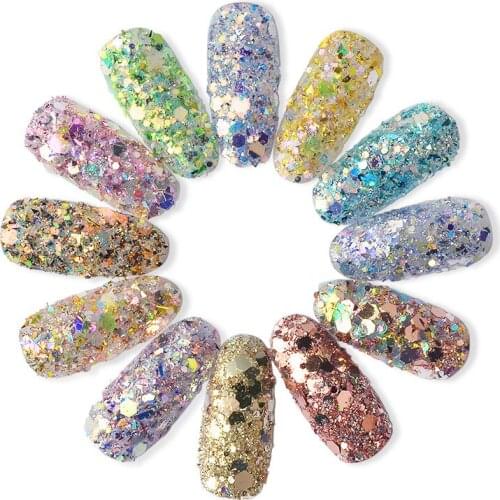 Net Red Korean Nail Art Sequins 12 Color Light Change Onion Powder Symphony Glitter Powder Sequins Glitter Color Change Sequins