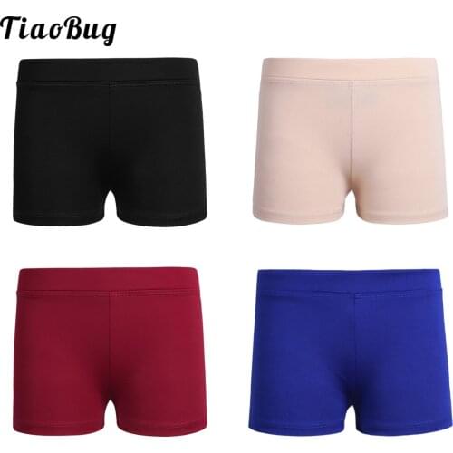Girls Kids Summer Boy-cut Dancewear Low Rise Activewear Dance Elasticity Solid Color Shorts For Yoga Sports Workout Gym