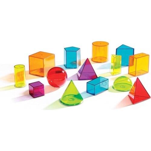 Child Educational Toy Montessori Geometric Solid Transparent Rainbow Color Math Learning Tool Set 14pieces Inside