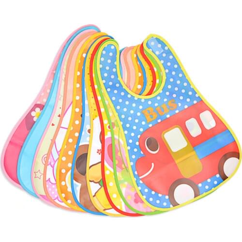 Baby Bibs EVA Plastic Waterproof Antifouling Adjustable Lunch Feeding Bibs Cartoon Burp Cloth Children Apron Babador Stuff