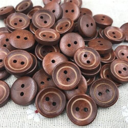 DIY 100pcs Wooden Buttons Sewing Scrapbooking Round Button 2 Holes Crafts 15mm