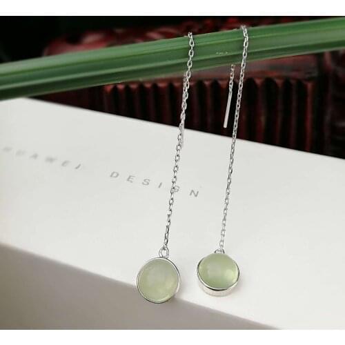 Natural grape stone s925 silver earrings han edition temperament long ears line wholesale fashion gemstone earrings