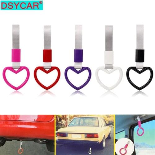 DSYCAR 1Pcs Subway Train Bus Handle Hand Strap Pull Ring Drift Charm Strap Auto Accessories Car Styling Round/Love-heart New