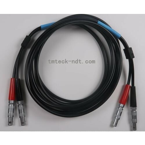 Dual RG174 Industrial coaxial UT cable LEMO 00 to LEMO 00 6 meters for NDT instruments