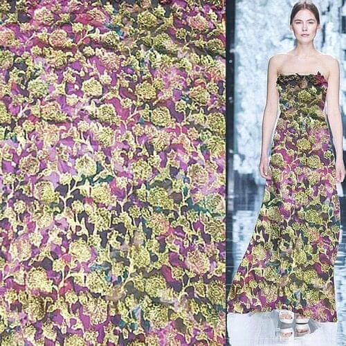 2.4meters Floral design silk blended fabric backgound is silk the gold is synthesis,SFF104