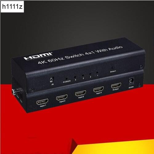 HDMI Switcher 4K 60Hz Switch 4 in 1 out HD-MI Splitter/Switcher Audio Extractor with ARC IR Remote Control for TV Xbox HDTV PS4