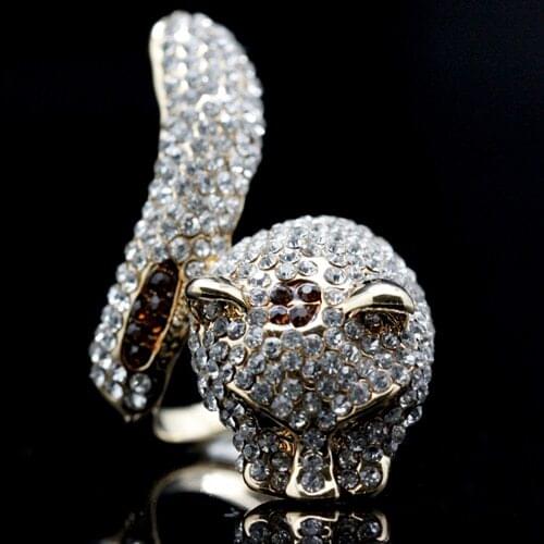 Chran Unique Animal Style Rhodium Plated Ladies Jewelry Wholesale Exquisite Charming Snail Shape Crystal Rings for Women