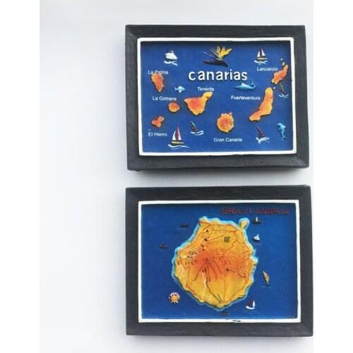 QIQIPP Spain Canary Islands Creative Photo Frame Three-dimensional Map Landmark Travel Souvenir Crafts Magnetic Fridge Magnet