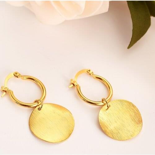 Round Drop Earrings for Women/Girl Gold Color african geometric Ethiopia Trendy Earrings Arab Middle Eastern Jewelry Gift