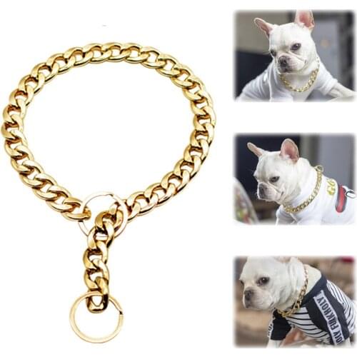 Dog Metal Large Gold Chain Summer Pet Fashion Accessories Bulldog Collar Small-sized Dog Pet Necklace