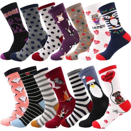 Fashion Colorful Cute Soft Novelty Cotton Women Socks Cartoon Funny Cat Unicorn Girl Gift